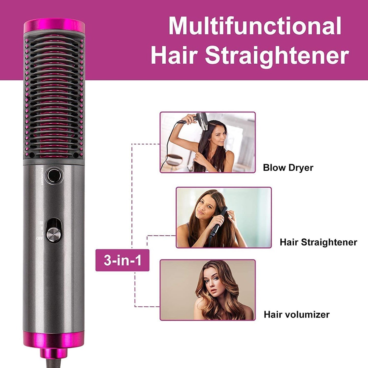 3 In 1 Hair Straightener Brush